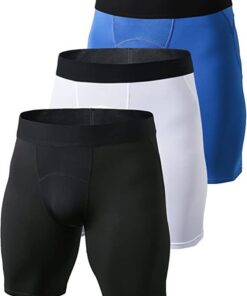 SANANG Hommes Compression Pantalon Shorts Baselayer Sports Fitness Séchage Rapide 3 Pièces