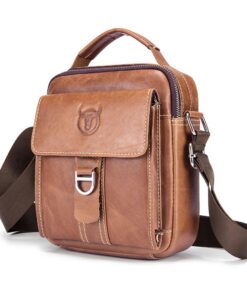 VINBAGGE Sac bandoulière homme en cuir véritable - Sac messager pour homme | Fonctionnel et élégant, parfait pour le bur