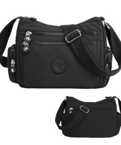Anseom Sac Bandoulière Femme Imperméable Noir pour Voyages et Travail