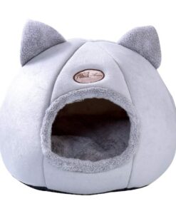 Nid de Chat ABenxxou Chambre pour Animal Maison Deluxe 35x35x40cm - Coussin Doux pour Chien Hiver et Automne (Gris, 7,5