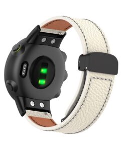 Bracelet Magnétique en Cuir Véritable pour Garmin Forerunner 45S/45 - Fermoir Magnétique - Compatible avec Garmin Foreru