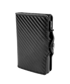 Maxentico Porte-Carte Bancaire Homme - Protection RFID, 2 Compartiments, Fenêtre d'Identification, Trois Volets (Carbon