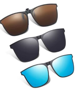 Aweisile Clip Lunettes de Soleil Polaires pour Hommes Femmes - Protection UV - 3 Pièces - Idéales pour la Conduite et le
