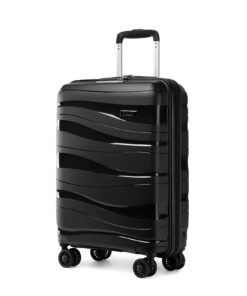 Kono Grande Valise Polypropylène Rigide 75cm Noir | Valise de Voyage à 4 Roulettes et Serrure TSA | Pour Voyageurs Étudi