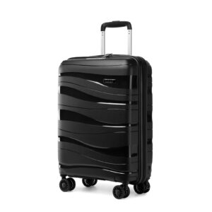 Kono Grande Valise Polypropylène Rigide 75cm Noir | Valise de Voyage à 4 Roulettes et Serrure TSA | Pour Voyageurs Étudi