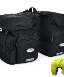Sacoche de Siège de Vélo ZTZ - Sacoche Arrière Étanche et Enroulable Noir pour Cyclisme en Plein Air - 32L, Voyage, Comm