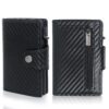 Portefeuille en fibre de carbone pour homme moderne avec poche zippée, sécurité RFID, Noir, 7-9 cartes