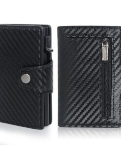 Portefeuille FOME en fibre de carbone pour homme | Capacité RFID, Poche zippée, Noir