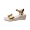 Chaussures de la marque Femme Décontracté Côté Creux Ceinture Boucle Pente Bas Chaussures Printemps Été Femmes Sandales