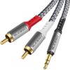 Cable Suceso |5mm mâle vers 2 RCA mâle stéréo Nyloncompatible Téléphone iPod Chaîne HiFi pour Home Cinéma -2M