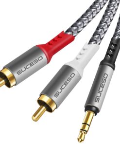 Cable Suceso |5mm mâle vers 2 RCA mâle stéréo Nyloncompatible Téléphone iPod Chaîne HiFi pour Home Cinéma -2M