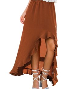 CUPSHE Jupe mi-longue fluide pour femme - Jupe légère pour plage et vacances, taille élastique avec ourlet à volants (Ta