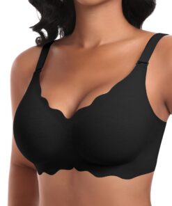 Ganado Soutien-Gorge Femme sans Armature Sexy Col en V Brillant avec Coussinets Bralette sans Coutures Offrez la Classe