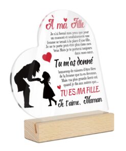 Décoration acrylique Putuo À Ma Fille Message de Maman Silhouette Noire Mère et Fille