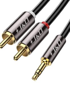 Câble RCA J&D Plaqué Or |5mm Mâle à 2 RCA Mâle pour Audio Stéréo - 0.9m | HiFi Équipement pour Passionnés du Son