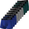 Fullluwaa Lot de 10 Boxers Homme en Coton Confortable et Doux - Ajustés, Ceinture Élastique Ultra-Souple - OEKO-TEX STAN