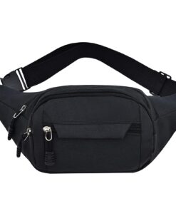 DEARBAG Sac Banane Étanche Multifonction Noir pour Sport, Voyage et Randonnée - 3 Poches