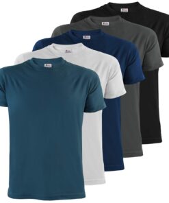 ALPIDEX T-Shirts Hommes Noir Unis à Col Rond Lot de 5 Taille S M L XL XXL 3XL 4XL 5XL - Mode - Adultes - Carnaval - Conf