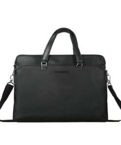 OCCIENTEC Sac Business Unisex 14pouces Sac à Main En PU Cuir Porte Document Noir