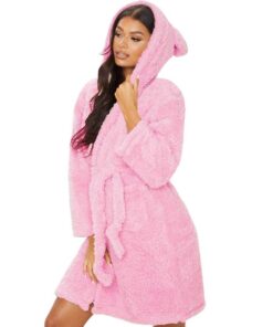 MINASAN Peignoir Femme Polaire Avec Capuche et Oreilles