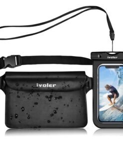 ivoler 2 en 1 Kit Sac Étanche Téléphone pour Camping Nautique (Noir) ivoler 2 en 1 Etui Imperméable à Ceinture Smartph