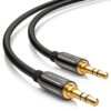 deleyCON Câble Jack 3,5 mm 12,5 m Câble Audio Stéréo Noir Câble AUX pour PC Téléphone Voiture Récepteur HiFi Haut-parleu