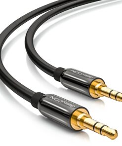 deleyCON Câble Jack 3,5 mm 12,5 m Câble Audio Stéréo Noir Câble AUX pour PC Téléphone Voiture Récepteur HiFi Haut-parleu