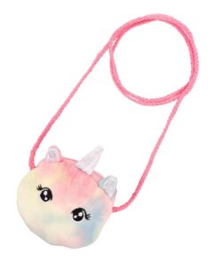 HIAKDOFT Bandoulière Licorne Peluche Compact et Léger pour Petites Filles avec Sangle Ajustable et Rangement Pratique