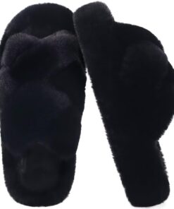 COFACE Chaussures pour Femme Hiver Chaudes Pantoufles Maison Confortables Mousse à Mémoire de Forme Bout Ouvert Peluche