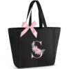 Vavabox Sac Cabas Personnalisé avec Initial A-Z, Cadeau Imperméable pour Femmes & Enseignantes, Maman & Amies