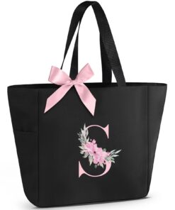 Vavabox Sac Cabas Personnalisé avec Initial A-Z, Cadeau Imperméable pour Femmes & Enseignantes, Maman & Amies