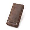 Contacts en cuir de grande capacité pour hommes - Portefeuille à fermeture à glissière pour téléphone portable - Pochett