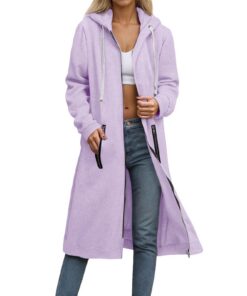 Veste polaire longue femme - Grande taille - Vêtement d'extérieur hiver