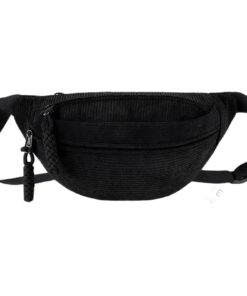 TenaLucy Sac Banane Noir Femme Velours CôteléPolyvalent pour Faire du Shopping,Voyager,Sortir et Travailler