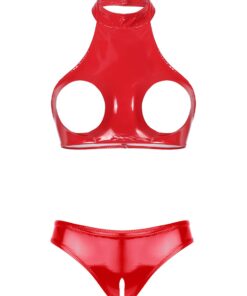 YEAHDOR Ensemble Lingerie Nuit Femme Séxy Redresse-Sein Bra & Fiefs Ouverts Vêtement de Nuit Tenue Sexuel Érotique Pyjam