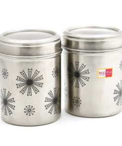 Conteneurs inox India Craft - Set de 2 - 750ML chacun - Verre transparent - Diamètre 13 cm - Stockage de nourriture