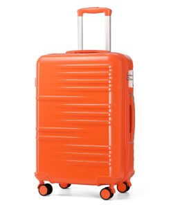 Valise British Traveller Grande Taille Orange Roulettes 360 degrés Valise Rigide TSA Sécurité
