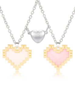 Collier d'Amitié Hifot pour Filles, Chaîne d'Argent Mosaïque de Coeur, Cadeau Anniversaire Femme, Pendentif Soeur Best F