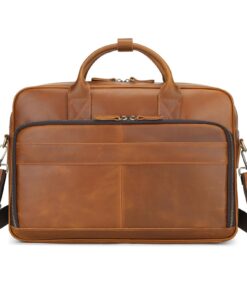 BAIGIO Sacoche Ordinateur 15,6 Pouces Homme Cuiravec BandoulièrePour Travail et Voyages