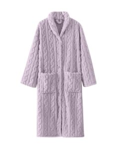 NUSGEAR Robe de Chambre Hiver Femmes Fermeture à Glissière Peignoir Doux Flanelle Microfibre Confortable Manche Longue C