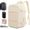 KINGSLONG Sac à Dos de Voyage Étanche 33L - Sac à Dos pour Ordinateur Portable 17,3" avec Pompe, Sac à Main pour Avion H