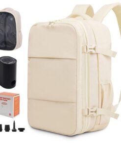 KINGSLONG Sac à Dos de Voyage Étanche 33L - Sac à Dos pour Ordinateur Portable 17,3" avec Pompe, Sac à Main pour Avion H