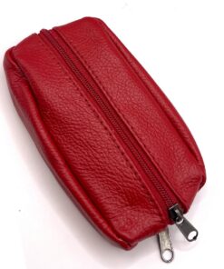 Charmoni Portefeuille Homme Rouge - Cuir Véritable - Multi Poche Zippée - Anneau Porte Clé - Accessoire Mode Homme Femme