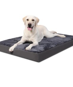 Lit pour Chien Orthopédique XL Dehoussable Lavable 104x68cm, Tapis Matelas Anti-Dérapant Grande Taille pour Chien, Gris