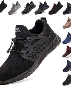Hitmars Chaussures de Sécurité Hommes Femmes Embout Acier Protection Chantier Légères Antidérapantes Noir Bleu Gris Vert