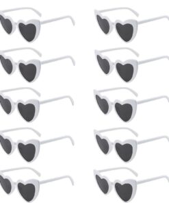 OOOAOO lunettes de soleil en forme de cœur - Blanches - Pour mariage et fête - 10 paires - Lunettes de soleil parfaites