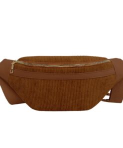 Sac Banane Konxi Femmes en Velour Côtelé, Bandoulière Polyvalente avec Sangle Réglable, Couleur Unie, Idéal Pour le Trav