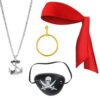 Accessoires Pirate Hifot Femmes 4 Pièces Costume Jouet Cache-Oeil Bijoux Collier Bandana Scenes Pirate