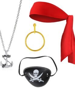 Accessoires Pirate Hifot Femmes 4 Pièces Costume Jouet Cache-Oeil Bijoux Collier Bandana Scenes Pirate