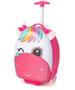Valise cabine enfant GOPLUS 16'' lumineuse LED pour voyage decreased size 2 levels lockable avec poignée réglable 3-10 a